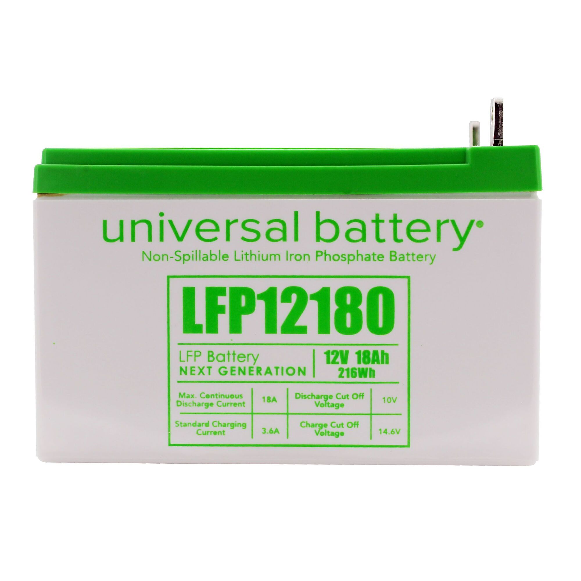 UPG, 12.8V 18Ah in 12Ah Case NB LFP Battery, Volts 12 Amp Hours 18 Model# LFP12180NB